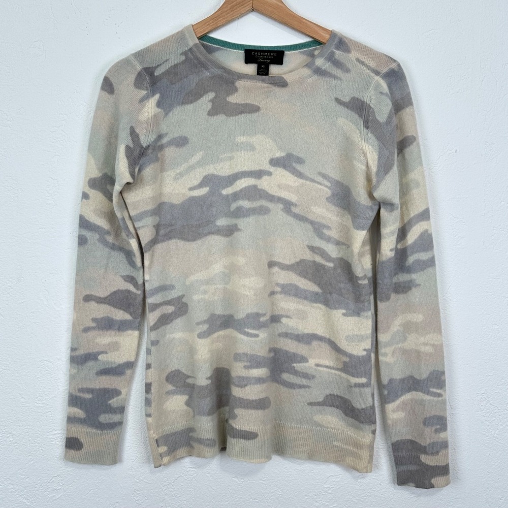 Charter Club Luxury Womens Cashmere Sweater Size XS Camoflouge Outdoor Gorpcore